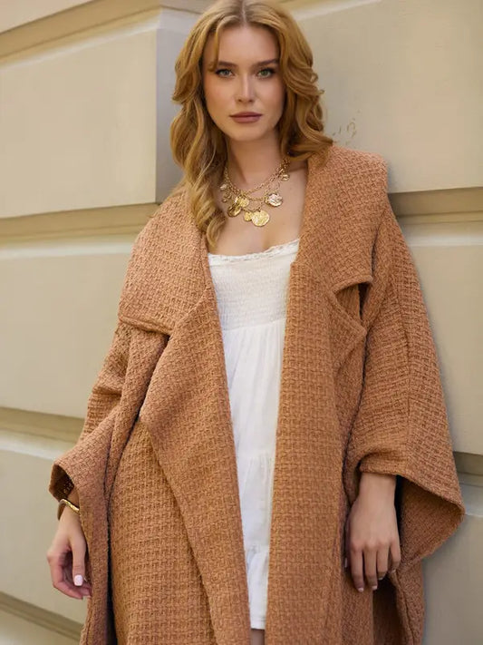 Knit Waffle Jacket - Camel