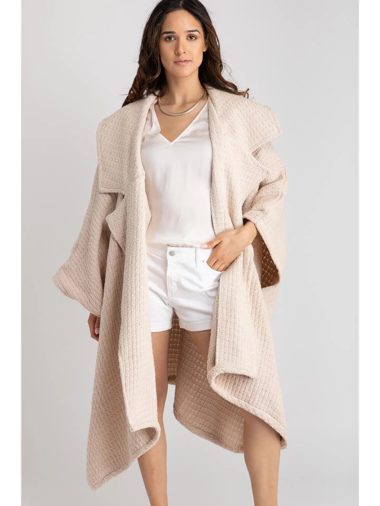 Knit Waffle Jacket - Pink