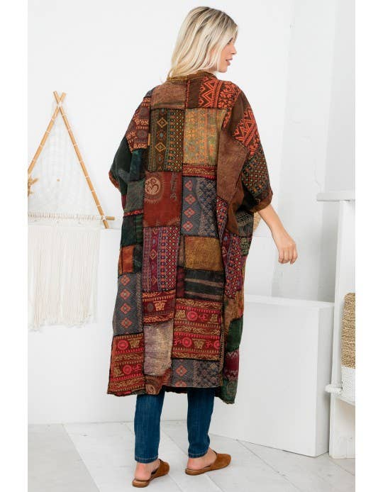 Womens Clothing - Patchwork Long Jacket (TH-1657): Free Size - Kantha Bae