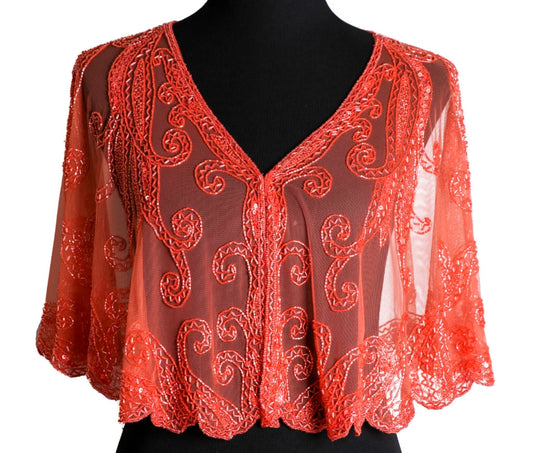 Beaded Flapper Cape ORANGE