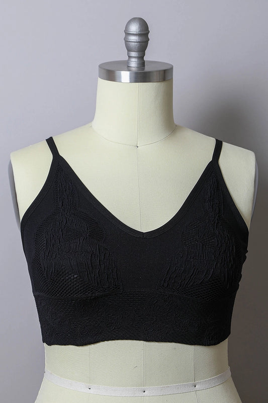 XS/S Seamless Padded V Neck Brami - Black -003