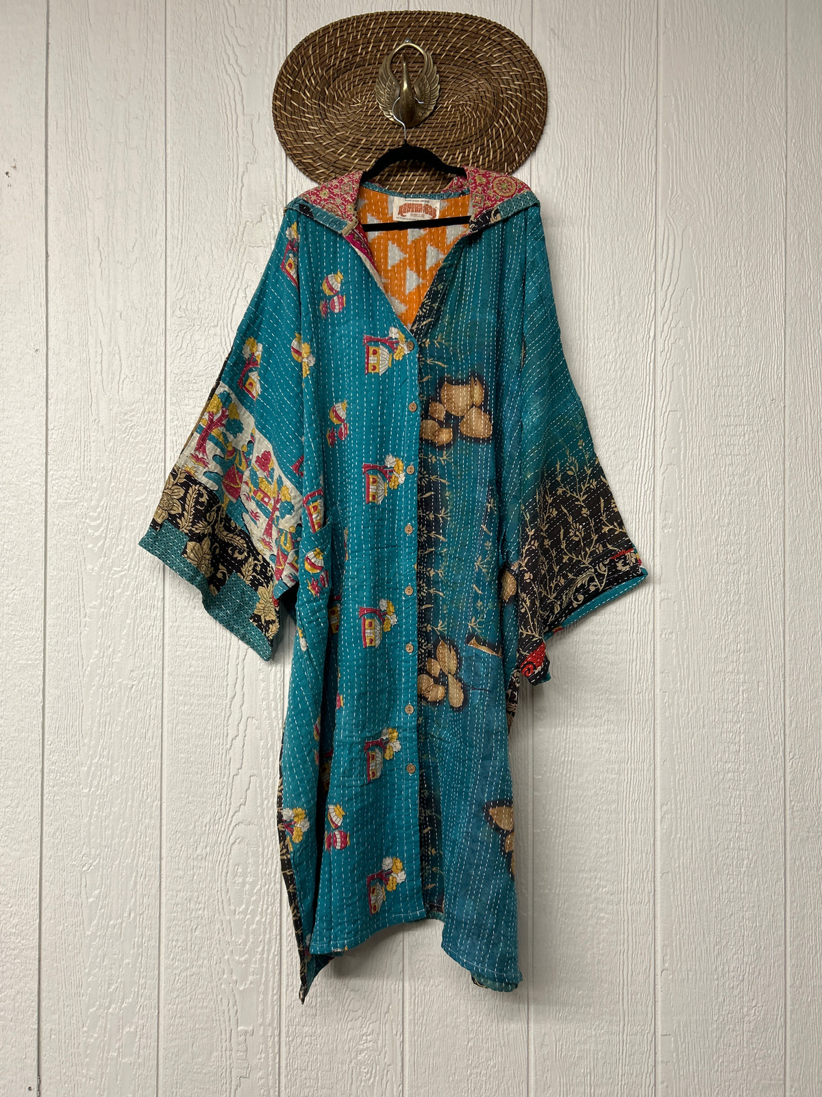 Pareo Kantha Gaia Hooded Maxi 1026 020