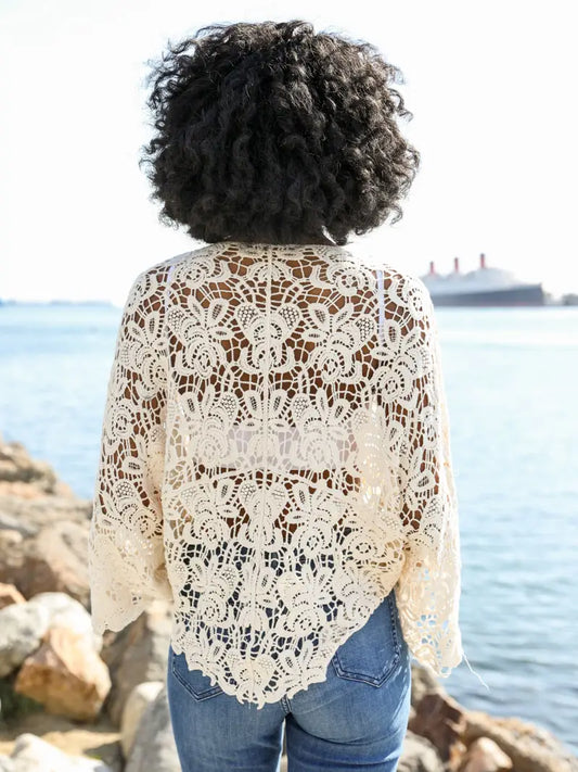 Crochet Kimono Wrap Natural 0526 001