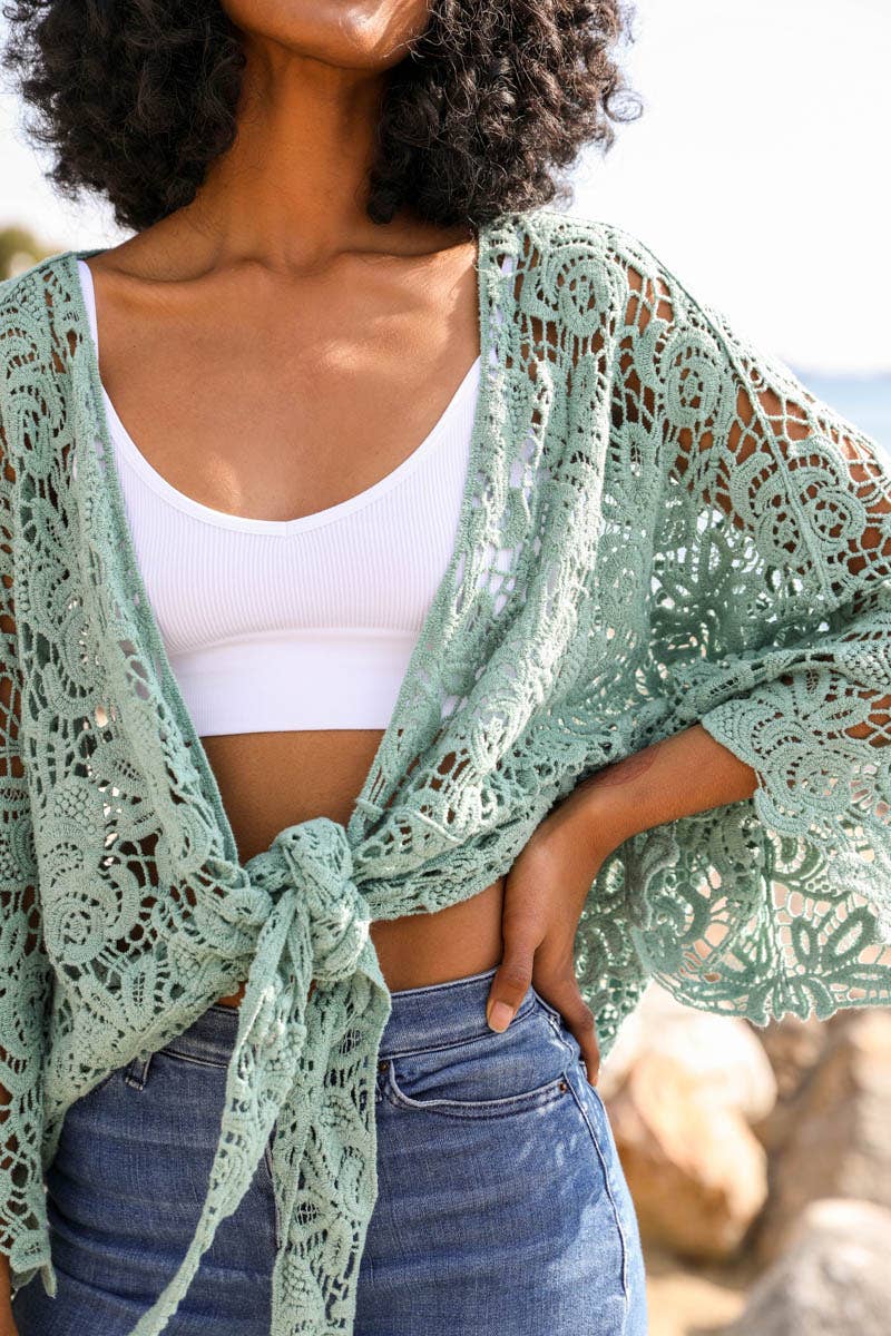 Summer Crochet Floral Petal Kimono Wrap ☀️: Natural - Kantha Bae