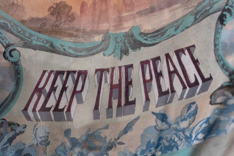 Peace Out Scarf with Doves and Sunrise