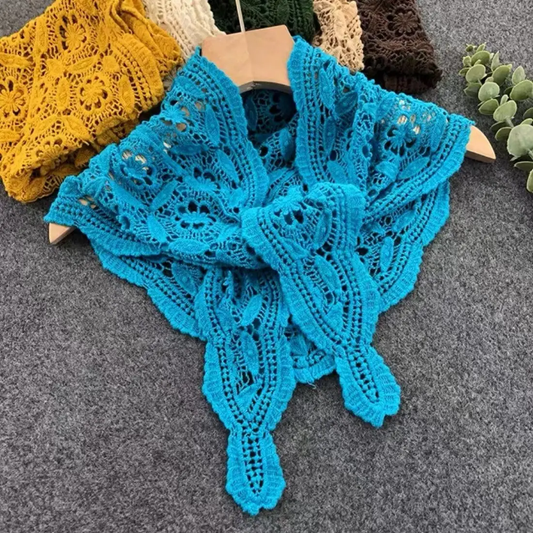 Lace Crochet Scarf - Blue 0426 001