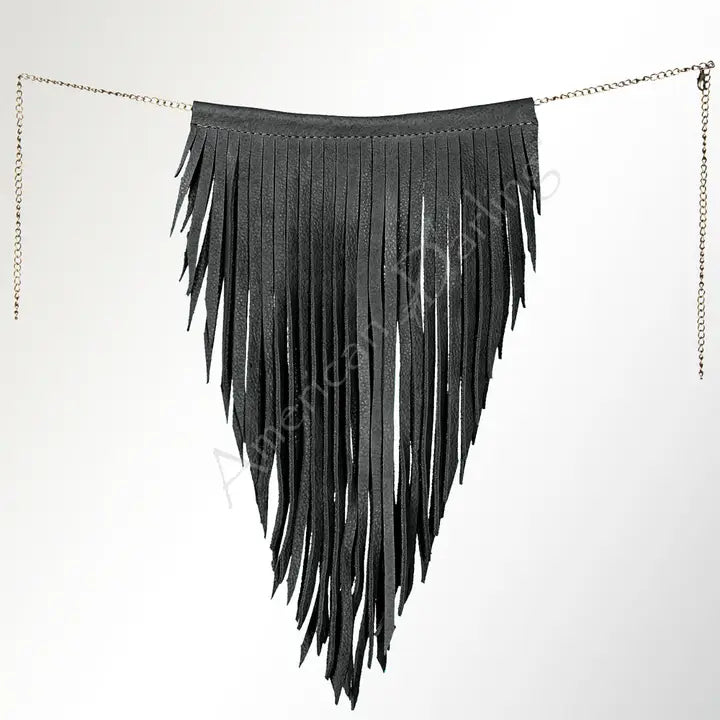 Suede Fringe Necklace - Black 0426 001
