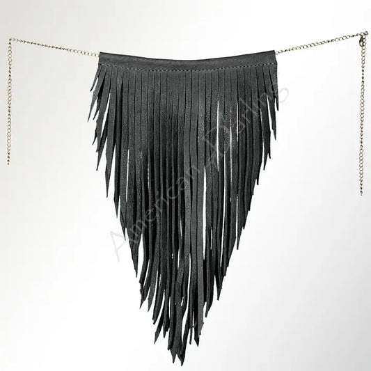 Suede Fringe Necklace - Black 0426 001