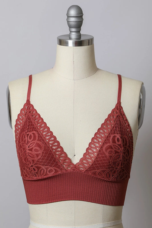 XL Plus Size Waistband Loop Lace Brami - Rust -005
