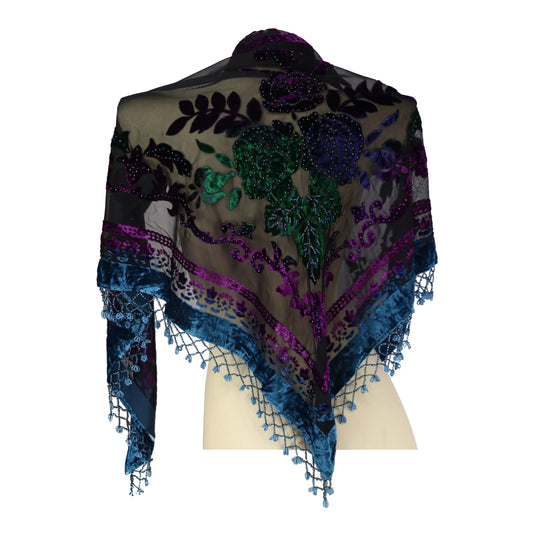 Velvet Triangle Scarf - Beaded