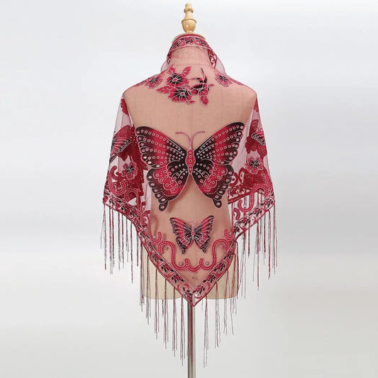 Butterfly Shawl Wine