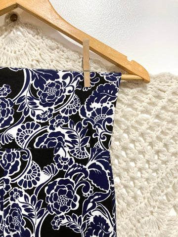 Buttery Knit Ruffle Bells in Navy Floral - Kantha Bae