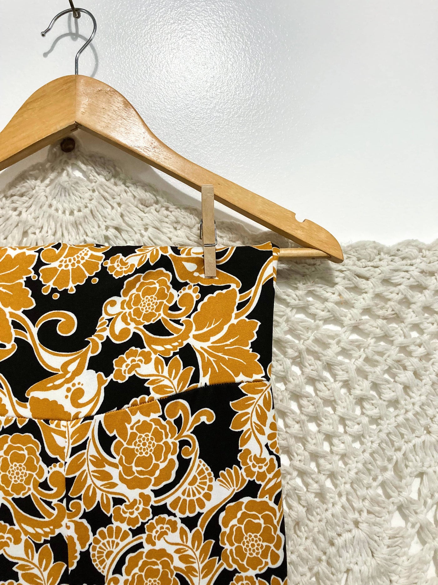 Buttery Knit Ruffle Bells in Mustard Floral - Kantha Bae