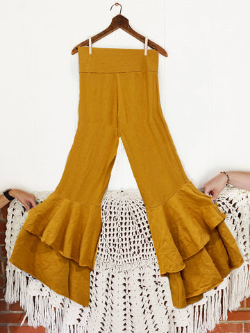 Cotton Knit Ruffle Bells in Mustard - Kantha Bae